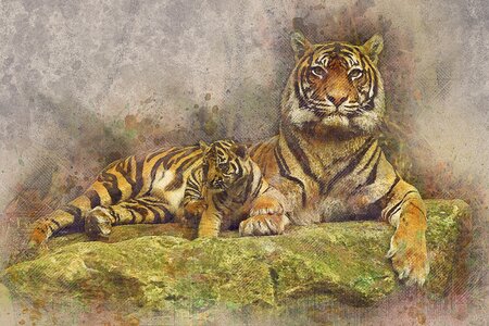 Feline exotic posing. Free illustration for personal and commercial use.