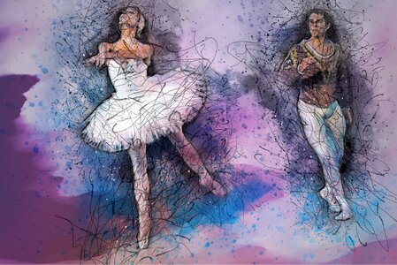 Ballerina dance choreography. Free illustration for personal and commercial use.