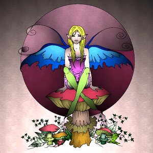 Girl wing fae. Free illustration for personal and commercial use.