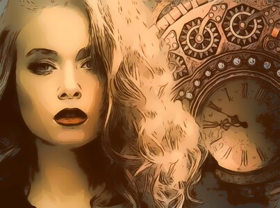 Steam punk woman. Free illustration for personal and commercial use.
