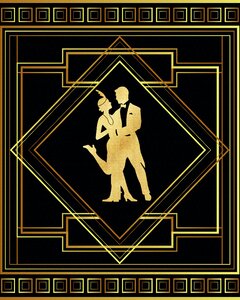Art deco couple flapper. Free illustration for personal and commercial use.