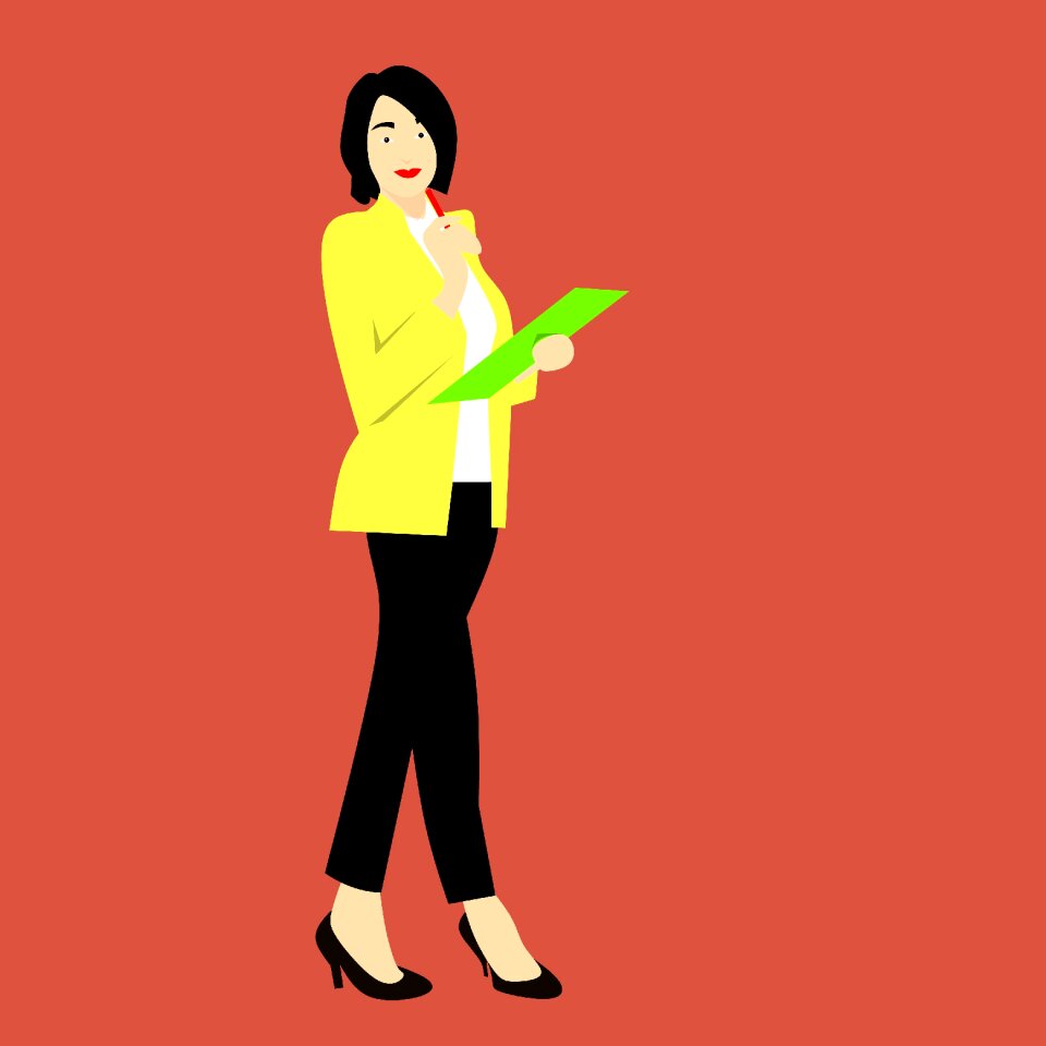 Business woman folder clipboard. Free illustration for personal and commercial use.