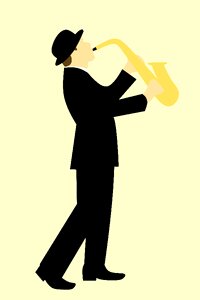 Saxophone suit white. Free illustration for personal and commercial use.