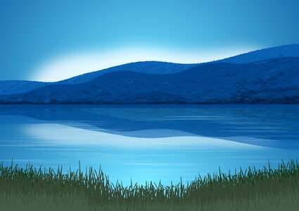 Sky blue lake. Free illustration for personal and commercial use.