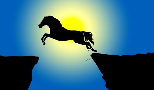 Horse jump outdoors. Free illustration for personal and commercial use.