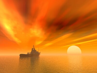 Dusk evening ship. Free illustration for personal and commercial use.