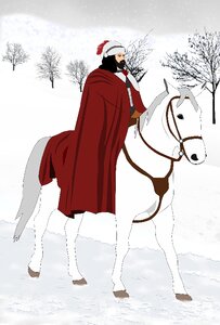 Christmas white horse. Free illustration for personal and commercial use.
