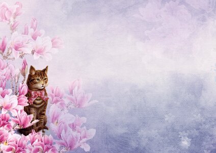 Floral kitten copy space. Free illustration for personal and commercial use.