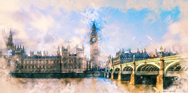 Parliament clock landmark. Free illustration for personal and commercial use.