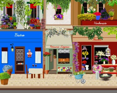 Florist windows showcases. Free illustration for personal and commercial use.