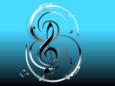 Clef turquoise music. Free illustration for personal and commercial use.