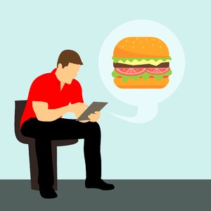 Order food delivery service browse. Free illustration for personal and commercial use.