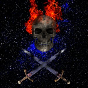 Skull and crossbones iron darkness. Free illustration for personal and commercial use.