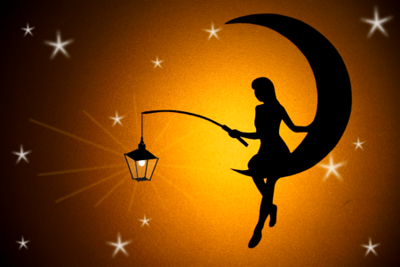 Moon star woman in the moon. Free illustration for personal and commercial use.