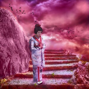 Kimono fantasy sky. Free illustration for personal and commercial use.