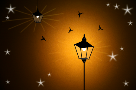 Lamp star bats. Free illustration for personal and commercial use.
