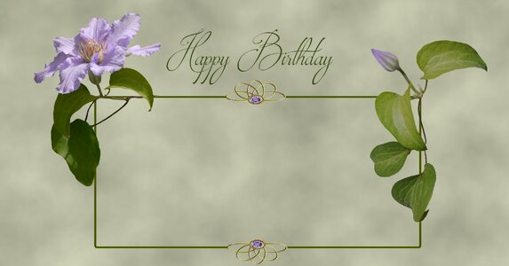 Greeting card clematis ranke. Free illustration for personal and commercial use.