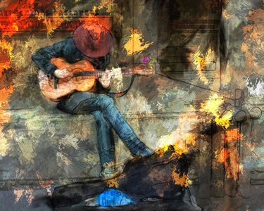 Musician acoustic guitarist. Free illustration for personal and commercial use.