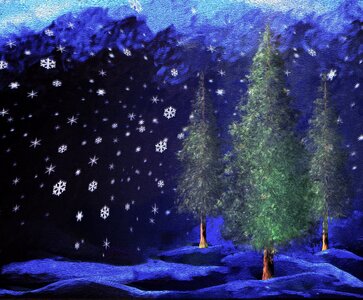 Snow mountains trees. Free illustration for personal and commercial use.