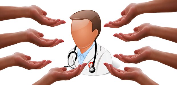 Cash patient healthcare treatment. Free illustration for personal and commercial use.