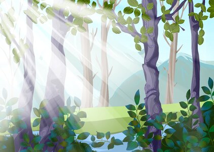 Morning rays landscape. Free illustration for personal and commercial use.