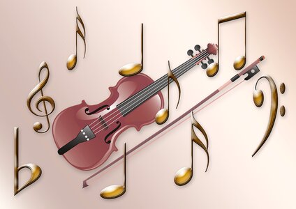 Sheet music stringed instrument concert. Free illustration for personal and commercial use.