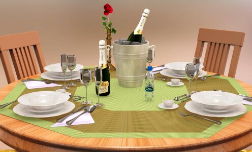 Dining room champagne food-drink. Free illustration for personal and commercial use.