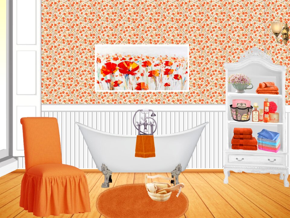 Orange retro bath. Free illustration for personal and commercial use.