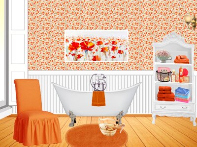 Orange retro bath. Free illustration for personal and commercial use.