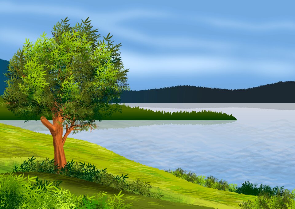 Tree lake water. Free illustration for personal and commercial use.