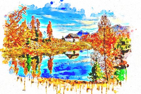 Art watercolor landscape. Free illustration for personal and commercial use.