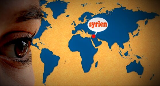 Syria refugees kriese. Free illustration for personal and commercial use.