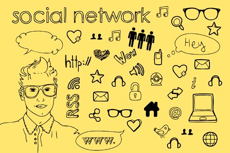 Communication social social media. Free illustration for personal and commercial use.