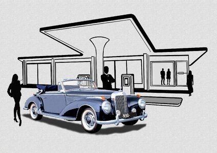 Classic oldtimer 50 years. Free illustration for personal and commercial use.
