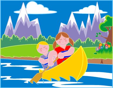 Boy camp canoe. Free illustration for personal and commercial use.