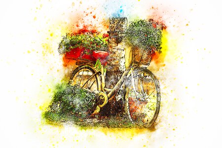 Watercolor bike vintage. Free illustration for personal and commercial use.