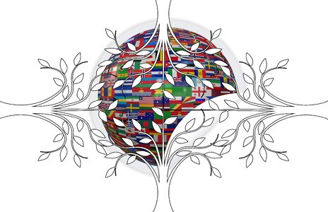 Round international tree. Free illustration for personal and commercial use.