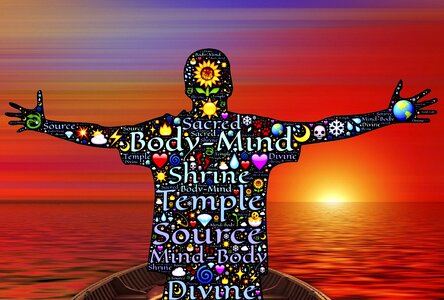 Mind-body faith silhouette. Free illustration for personal and commercial use.
