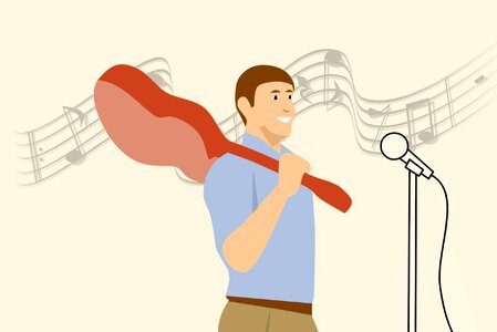 Performing guitar microphone. Free illustration for personal and commercial use.