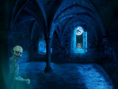 Daemon undead abbey. Free illustration for personal and commercial use.