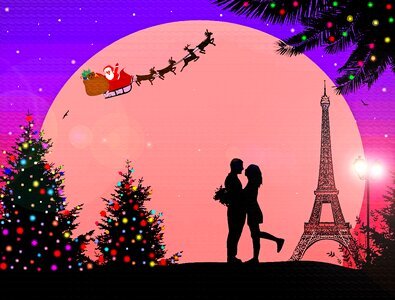 Santa claus couple in love lovers. Free illustration for personal and commercial use.