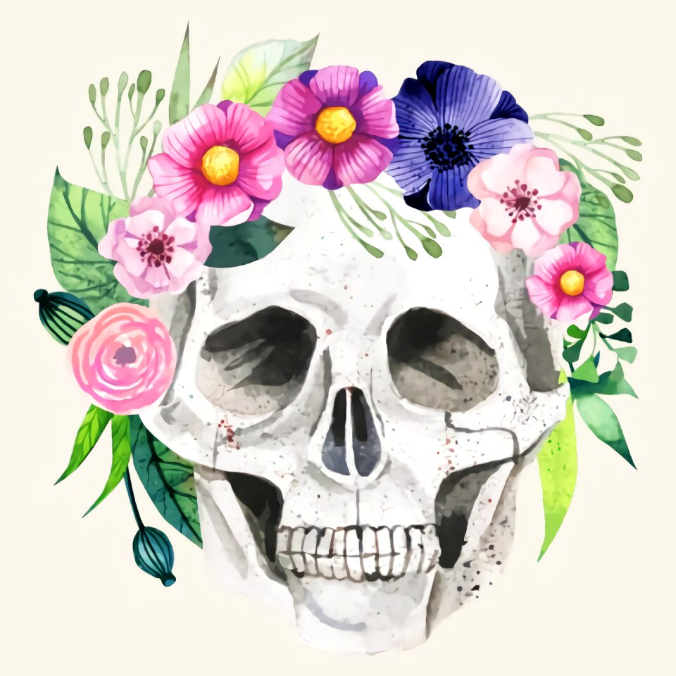 Celebration skull death. Free illustration for personal and commercial use.