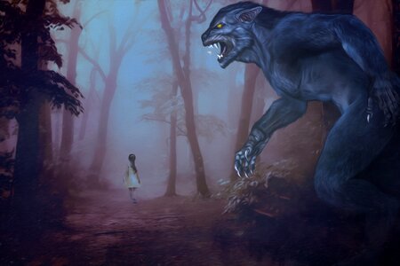 Child forest horror. Free illustration for personal and commercial use.