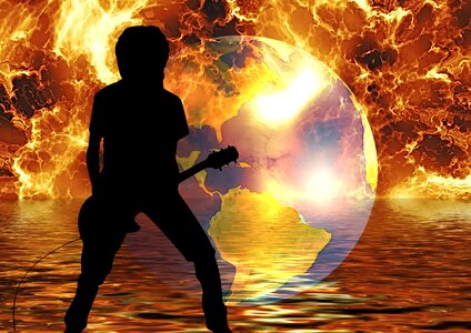 Fire flame guitar. Free illustration for personal and commercial use.