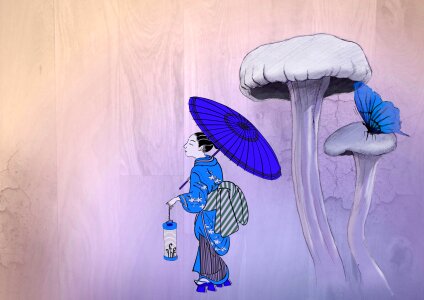 Mushroom butterfly japanese. Free illustration for personal and commercial use.