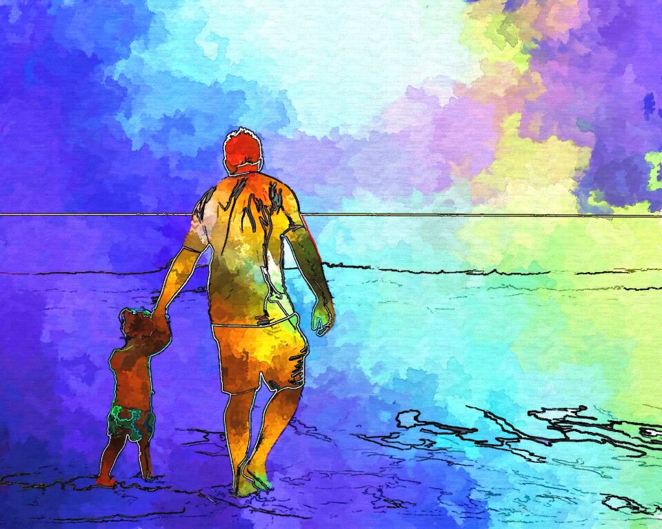 Summer vacation beach sunset summer. Free illustration for personal and commercial use.