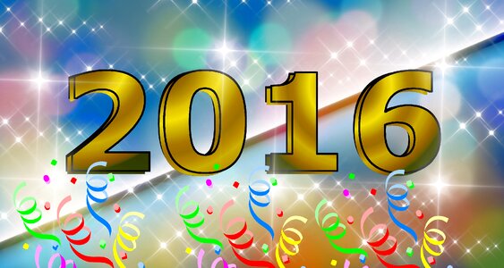 Colorful 2016 new year's eve. Free illustration for personal and commercial use.