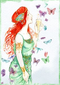 Green romantic watercolor. Free illustration for personal and commercial use.