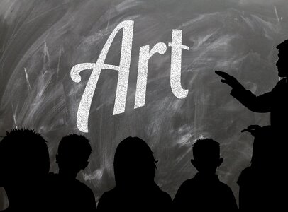 Art class blackboard teacher. Free illustration for personal and commercial use.