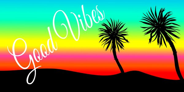 Sunset palm tree. Free illustration for personal and commercial use.